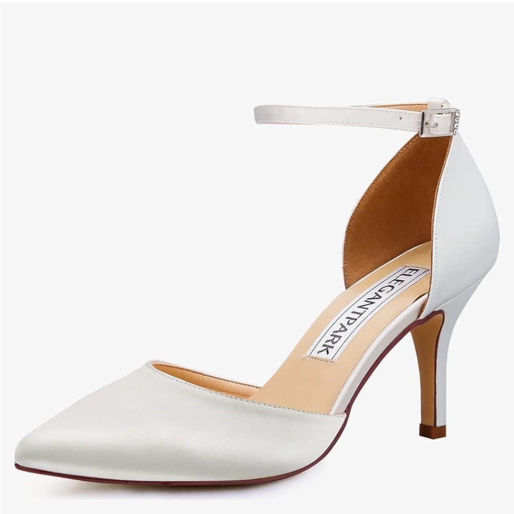 Women's White Satin Heels